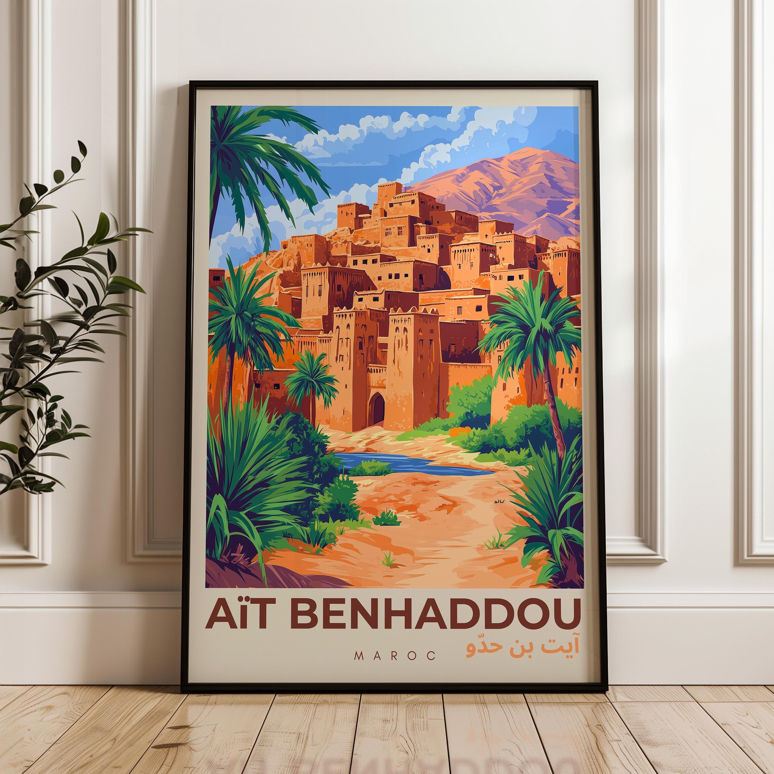 Ait Benhaddou Travel Poster: Morocco Atlas Mountains Art Print - Etsy