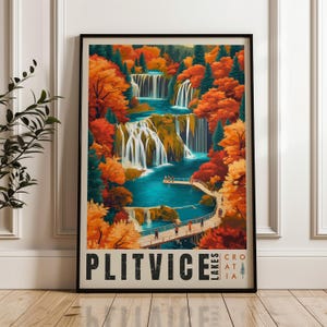 Plitvice Lakes Croatia Travel Poster: National Park Wall Art