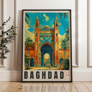 Poster di viaggio di Baghdad - Stampa artistica da parete sull'Iraq, poster illustrativo, opera d'arte, arredamento per la casa e l'ufficio, idea regalo, stampa di viaggio, stampa del Medio Oriente