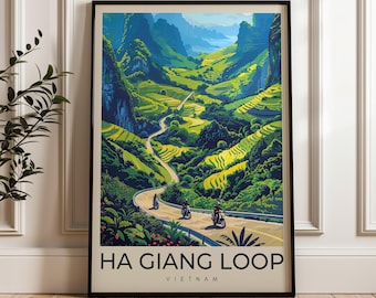 Ha Giang Loop Travel Poster - Vietnam Wall Art Print, Illustration Poster, Home & Office decor, Gift idea, Travel print, road trip print
