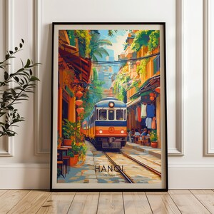 Hanoi Travel Poster - Vietnam Wall Art Print, Cafe Illustration Artwork, Haus & Büro Dekor, Geschenkidee, Train Street Travel print