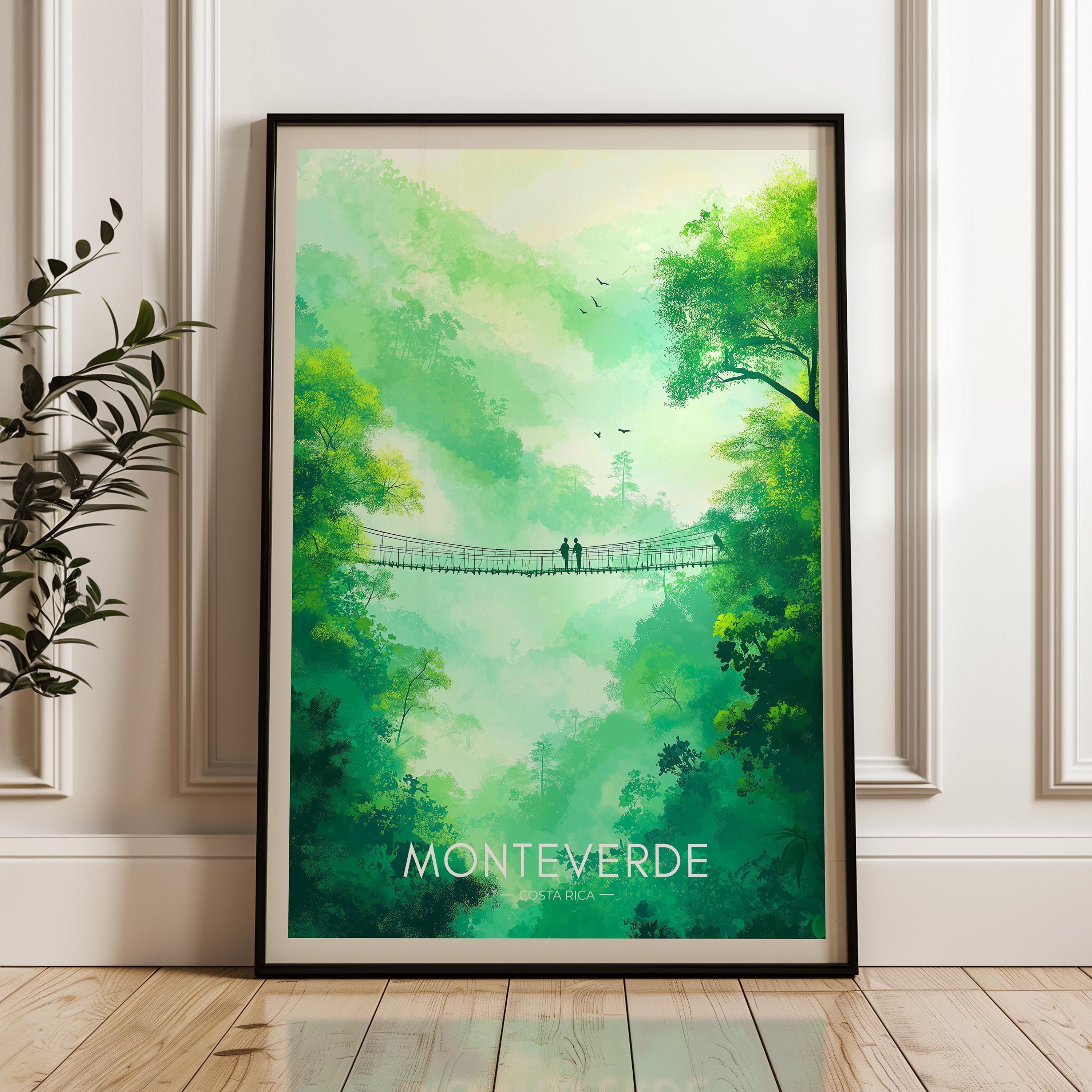 Monteverde Costa Rica Travel Poster: Cloud Forest Illustration Art