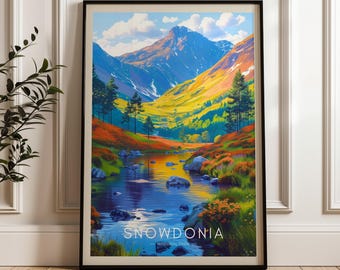 Snowdonia Travel Poster: Wales Illustration Art Print