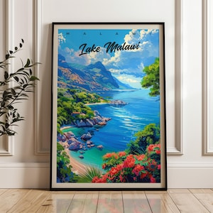 Lake Malawi Travel Poster: Africa Wall Art Print