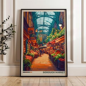 Borough Market London Art Print: UK Travel Poster