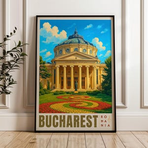 Bucharest Travel Poster: Romania Illustration Art Print