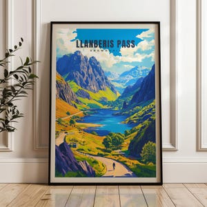 Poster di viaggio Llanberis Pass - Stampa artistica da parete Galles, poster illustrativo, arredamento per la casa e l'ufficio, idea regalo, stampa di viaggio, stampa Snowdonia