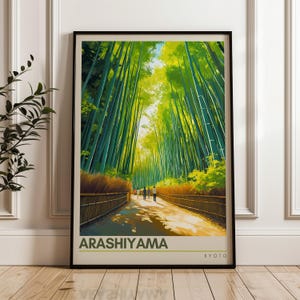 Arashiyama Travel Poster - Japan Wand Kunst Druck, Illustration Poster, Bambuswald Kunst, Haus & Büro Dekor, Geschenkidee, Kyoto Reisedruck