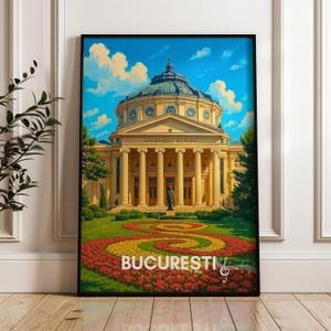 Bucharest Travel Poster: Romania Illustration Art Print