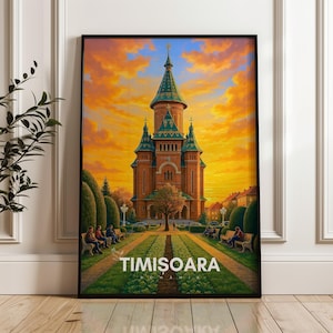 Timisoara Romania Travel Poster: Ardeal Illustration Art
