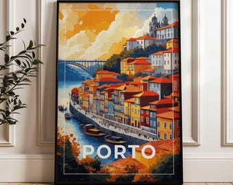 Porto Portugal Travel Poster: Illustrated Iberia Wall Art