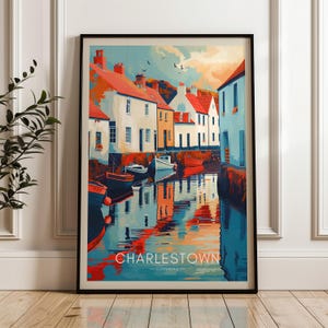 Charlestown Travel Poster - UK Wall Art Print, Illustration Poster, Home & Office decor, Gift idea, England Travel print, Cornwall poster