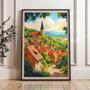 Transylvania Travel Poster: Romania Village Art Print