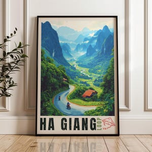 Ha Giang Loop Travel Poster - Vietnam Wall Art Print, Backpacking Illustration Artwork, Home & Office decor, Gift idea, Scooter Travel print