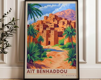 Ait Benhaddou Travel Poster: Morocco Atlas Mountains Art Print - Etsy