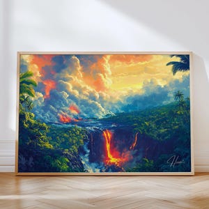 Hawaii Volcanoes Travel Poster: Pacific Island Art Print