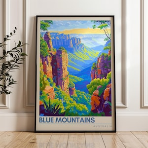 Blue Mountains Travel Poster - Australia Wall Art Print, Illustration Poster, Home & Office decor, Gift idea, New South Wales Travel print