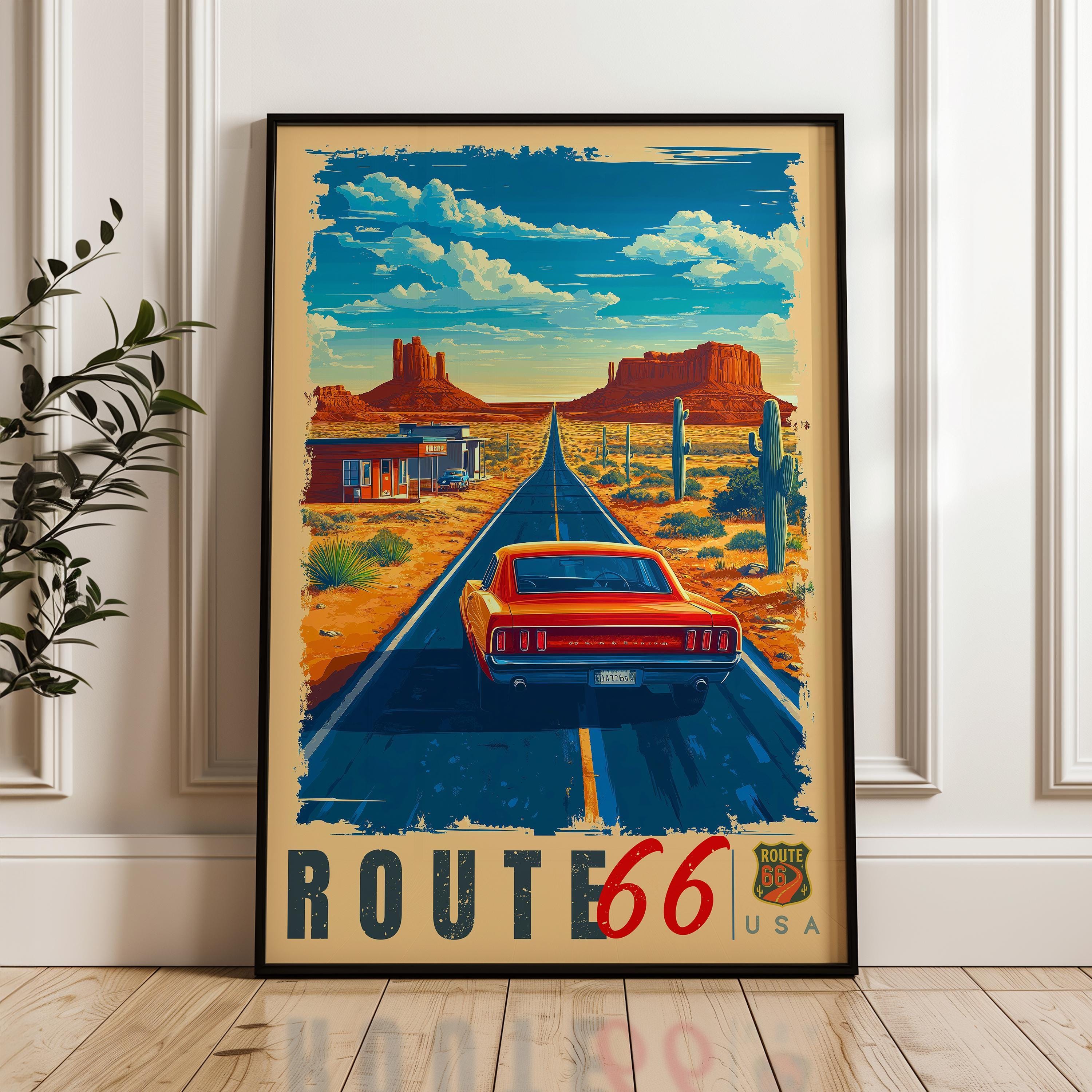 Route 66 Travel Poster: Vintage Highway Art Print - Etsy