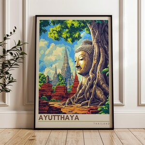 Ayutthaya Travel Poster - Thailand Wall Art Print, Illustration Poster, Artwork, Home & Office decor, Gift idea, Temple Travel print