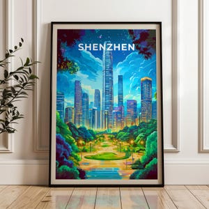 Shenzhen Travel Poster - China Wall Art Print, Cityscape Illustration Artwork, Home & Office decor, Gift idea, Guangdong Travel print