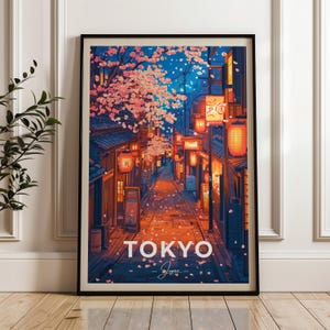 Póster de viaje a Tokio: impresión de arte mural de Japón, póster de ilustración, obra de arte, decoración del hogar y la oficina, idea de regalo, impresión de viaje, impresión de flor de cerezo