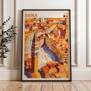 Siena Travel Poster - Italy Wall Art Print, Illustration Artwork, Home & Office decor, Gift idea, Tuscany Travel print, Toscana Old town