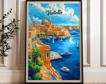 Valletta Malta Art Print: Mediterranean Travel Poster