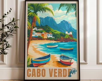 Cape Verde Travel Poster: Africa Beach Illustration Art