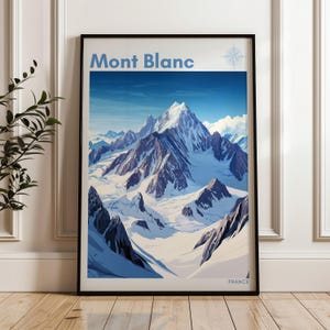 Mont Blanc Travel Poster - France Wall Art Print, Illustration Poster, Home & Office decor, Gift idea, Alps Travel print, Les Alps Print