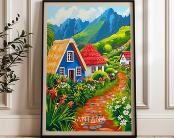 Santana Madeira Portugal Travel Poster: Casas Tipicas Art Print