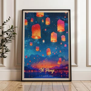Yi Peng Lantern Festival Print: Chiang Mai Travel Poster