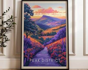 Peak District Travel Poster: Vintage Yorkshire Landscape Art