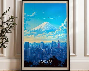 Poster di viaggio di Tokyo: stampa artistica con illustrazione del Giappone