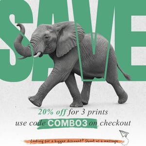 a large gray elephant with the word "SAVE" prominently displayed in the background.