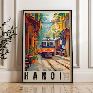 Hanoi Travel Poster - Vietnam Wall Art Print, Cafe Illustration Artwork, Home & Office decor, Gift idea, Train Street Travel print