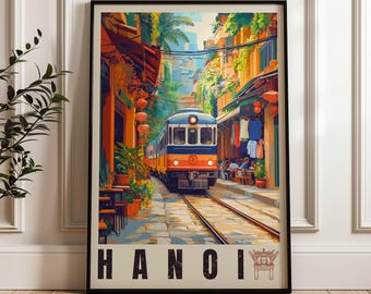 Hanoi Train Street Art Print: Vietnam Travel Poster