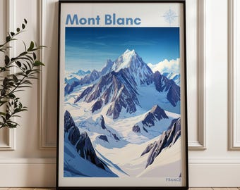 Mont Blanc Travel Poster: French Alps Illustration Art Print