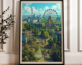 Pripyat Travel Poster - Ukraine Wall Art Print, Illustration Poster, Artwork, Home & Office decor, Gift idea, Chernobyl Travel print