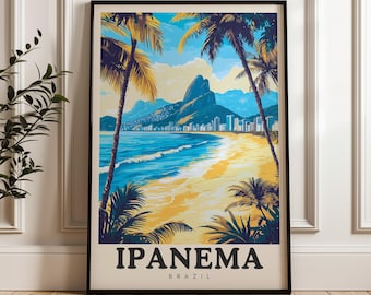 Ipanema Beach Travel Poster: Rio de Janeiro Wall Art