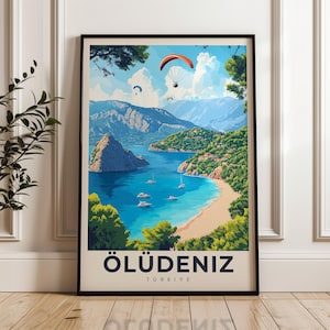 Ölüdeniz Reiseposter - Türkei Wand Kunst Druck, Illustration Poster, Mediterran, Haus & Büro Dekor, Geschenkidee, Turkyie Travel print