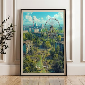 Poster di viaggio di Pripyat - Stampa artistica da parete in Ucraina, poster illustrativo, opera d'arte, arredamento per la casa e l'ufficio, idea regalo, stampa di viaggio di Chernobyl