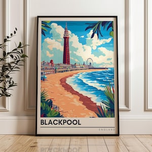 Blackpool Travel Poster: England Illustration Art Print