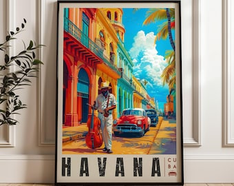 Havana Cuba Travel Poster: Caribbean Illustration Art Print