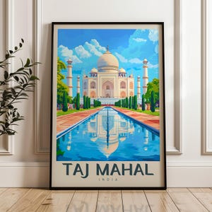 Taj Mahal India Travel Poster: Modern Wall Art Print