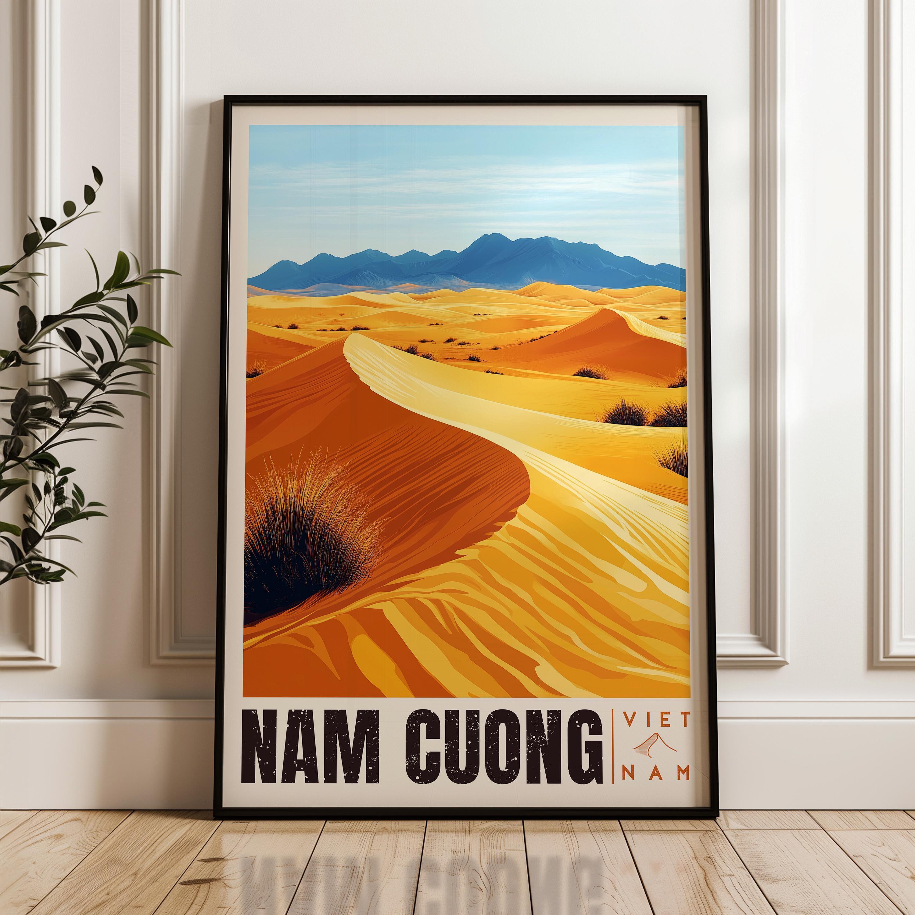 Nam Cuong Travel Poster - Vietnam Wall Art, Sand Dunes Illustration Artwork, Home & Office decor, Desert Gift idea, Ninh Thuan Travel print