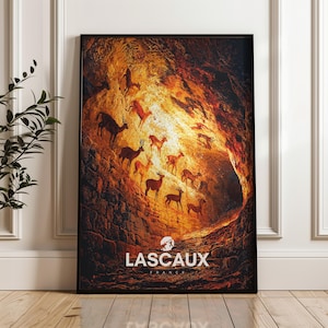 Lascaux Cave Art Print: France Travel Poster, Archaeology Gift