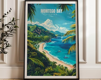 Montego Bay Jamaica Travel Poster: Caribbean Wall Art Print