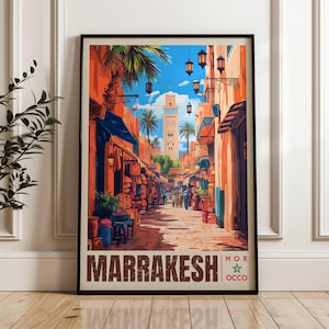 Marrakesh Travel Poster: Morocco Illustration Art Print