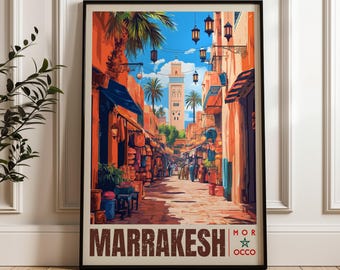 Marrakesh Travel Poster, Morocco Wall Art Print, Illustration Poster, Artwork, Home & Office decor, Gift idea, Travel print, Koutoubia print