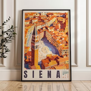 Siena Travel Poster - Italy Wall Art Print, Illustration Artwork, Home & Office decor, Gift idea, Tuscany Travel print, Toscana Old town